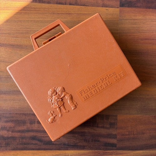 Vintage 1977 Fisher-Price Medical Kit 936 Orange Case Doctor Set USA Made
