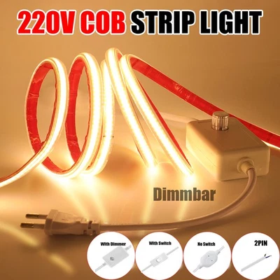 230V COB LED Streifen Stripe Dimmbar Klebend Lichtband Lichtschlauch Wasserdicht - Bild 1 von 4