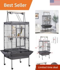 Sturdy Wrought Iron Bird Cage with Accessories   Ideal for African Grey  More