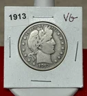 1913 Barber Half Dollar - Better Grade - Old Cleaning