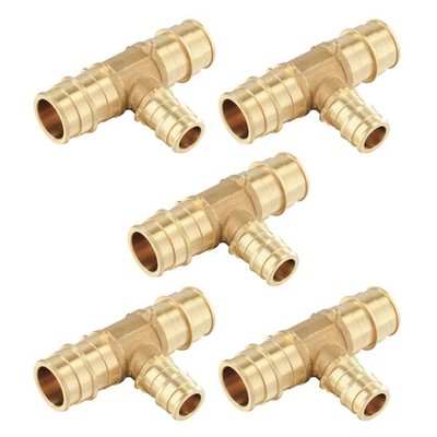 5 PCS 3/4x3/4x1/2 In PEX A Full Flow Expansion Brass Reducing Tee ASTM F1960