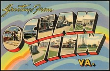 Ocean View, Virginia VA Greetings From View Large Letter Tichnor 1942 Portsmouth
