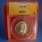 1958**SILVER**Franklin Half -ANACS MS 65-See Photos-FREE SHIPPING!!