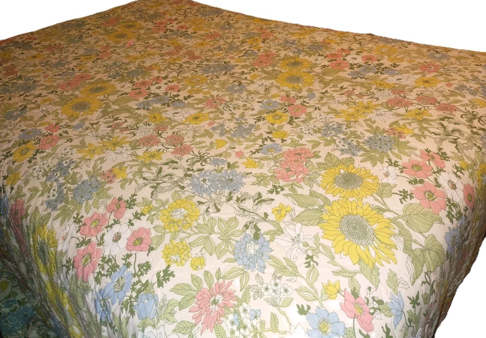 Vintage Cannon Royal Family Bedspread King Dual Cotswold Cotton Quilted Floral - Image 3 of 4