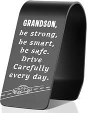 Drive Safe Grandson Car Visor Clip, Be Strong Be Smart Be Safe Engraved Reminder