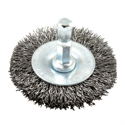 Forney Industries Wire Wheel, Crimped, 2 in x .012 in x 1/4 in Hex Shank