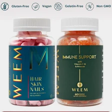 WEEM Beauty Boost Duo: Hair Skin and Nails & Immune Support – Natural Supplement