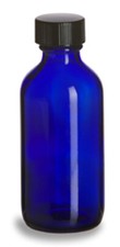 COBALT BLUE Glass Bottles 2 oz 60 ml with Cone-Lined Caps 2-4-8-12-24 count