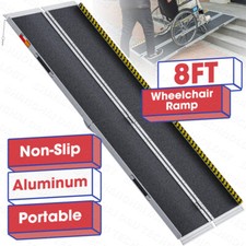 8ft Aluminum Wheelchair Scooter Mobility Ramp Portable Non-Slip Multi-Folding