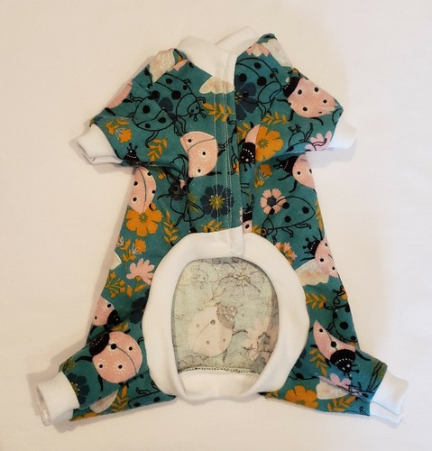Rosa Marienkäfer Flanell Pyjama Schlafanzug Hund Welpe Haustier Bekleidung Kleidung XXXS & XXS - Bild 2 von 2