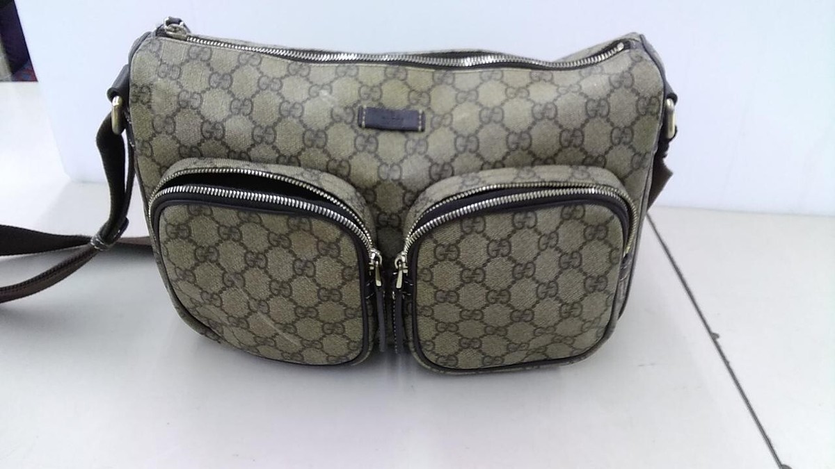 GUCCI Beige GG Supreme Canvas Crossbody Shoulder Bag 246881