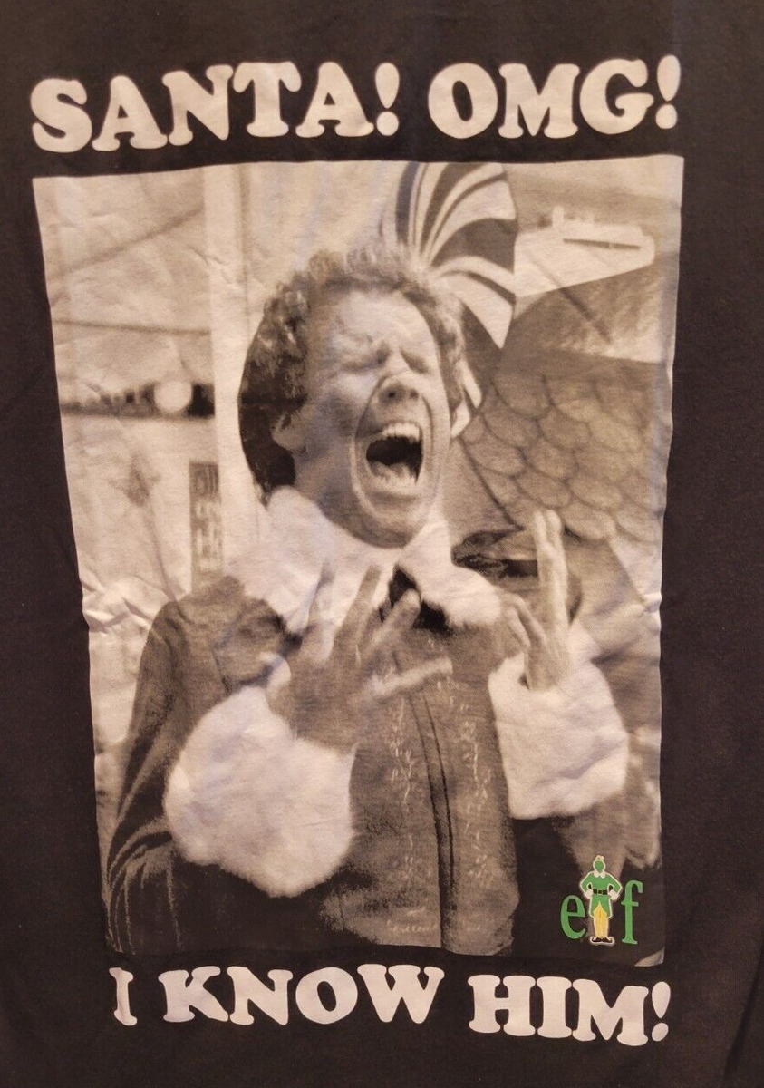 Boys Buddy the Elf SANTA OMG I KNOW HIM Black Long Sleeve T Shirt