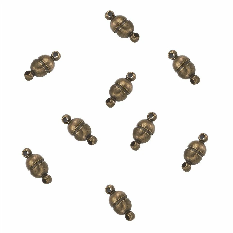 10 Set Oval Brass Magnetic Clasps Mini Nickel Free Clasps Antique Bronze 11x5mm - Image 2 of 4