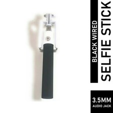 Black Wired Selfie Stick With Shutter Button