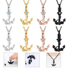 Stainless Steel Anchor Urn Pendant Necklace for Cremation Ashes Memorial Jewelry