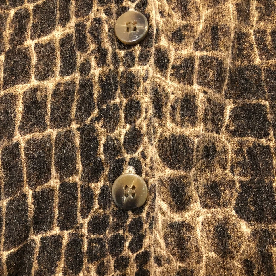 Cárdigan Kenneth Cole Mujer Mezcla Seda Angora Talla M Marrón Estampado Serpiente Abotonado Foto 3 de 4