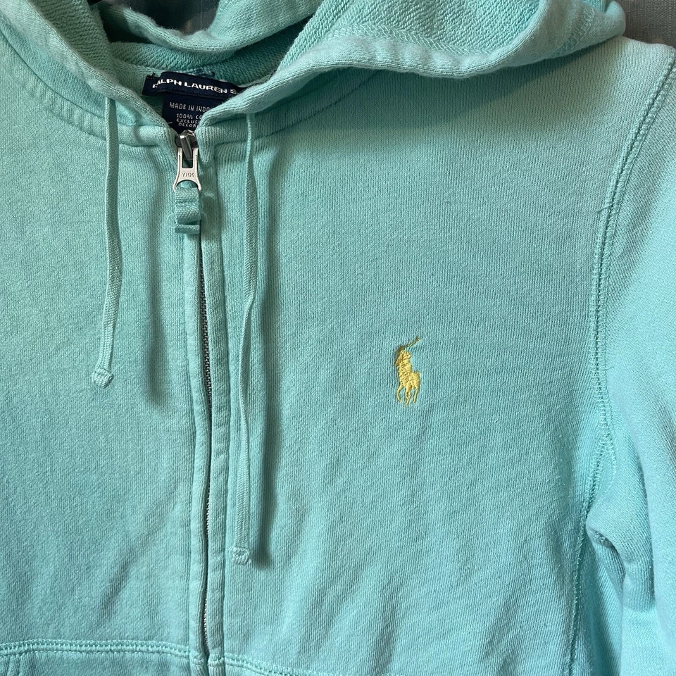 Y2K Polo Ralph Lauren Sudadera con Capucha Deportiva Mujer Cremallera Completa Peso Pesado Poni Bolsillos S/P Foto 2 de 4