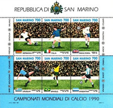 SAN MARINO 1990 MONDIALI DI CALCIO FOGLIO NUOVO INTEGRO MNH** B.F. (C.2)