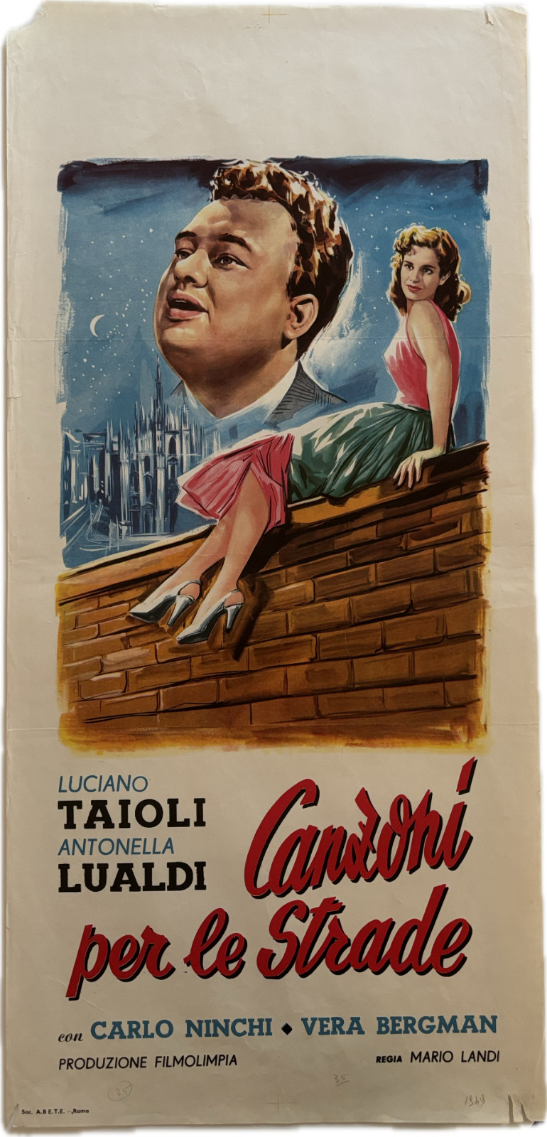 Locandina originale film Canzoni per le strade (1950) - Regia di Mario Landi