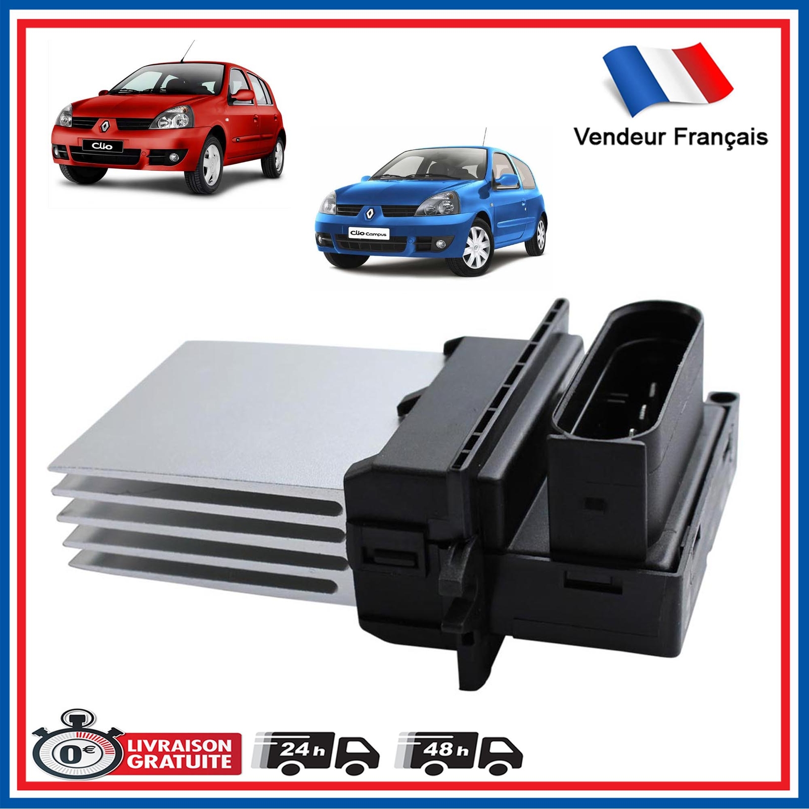 Résistance climatisation Clio 2 résout panne soufflerie pulseur d'air 7701051272