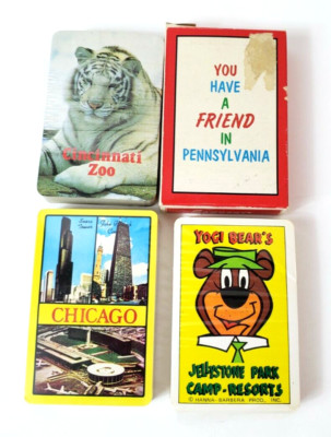4 Decks Vtg Playing Cards Tourist Spots in America Sealed Chicago Penn Cin Zoo