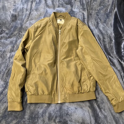 Mens Khaki Green TOPMAN bomber Jacket Large Used UK