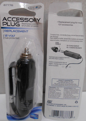 Lot of 2 New Replacement 12V Cigarette Lighter Accessory Plugs W / 5 amp  Fuse