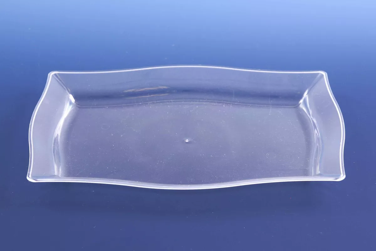 15 Small Strong Plastic TRAYS - - - - - clear party holder plate wedding  table