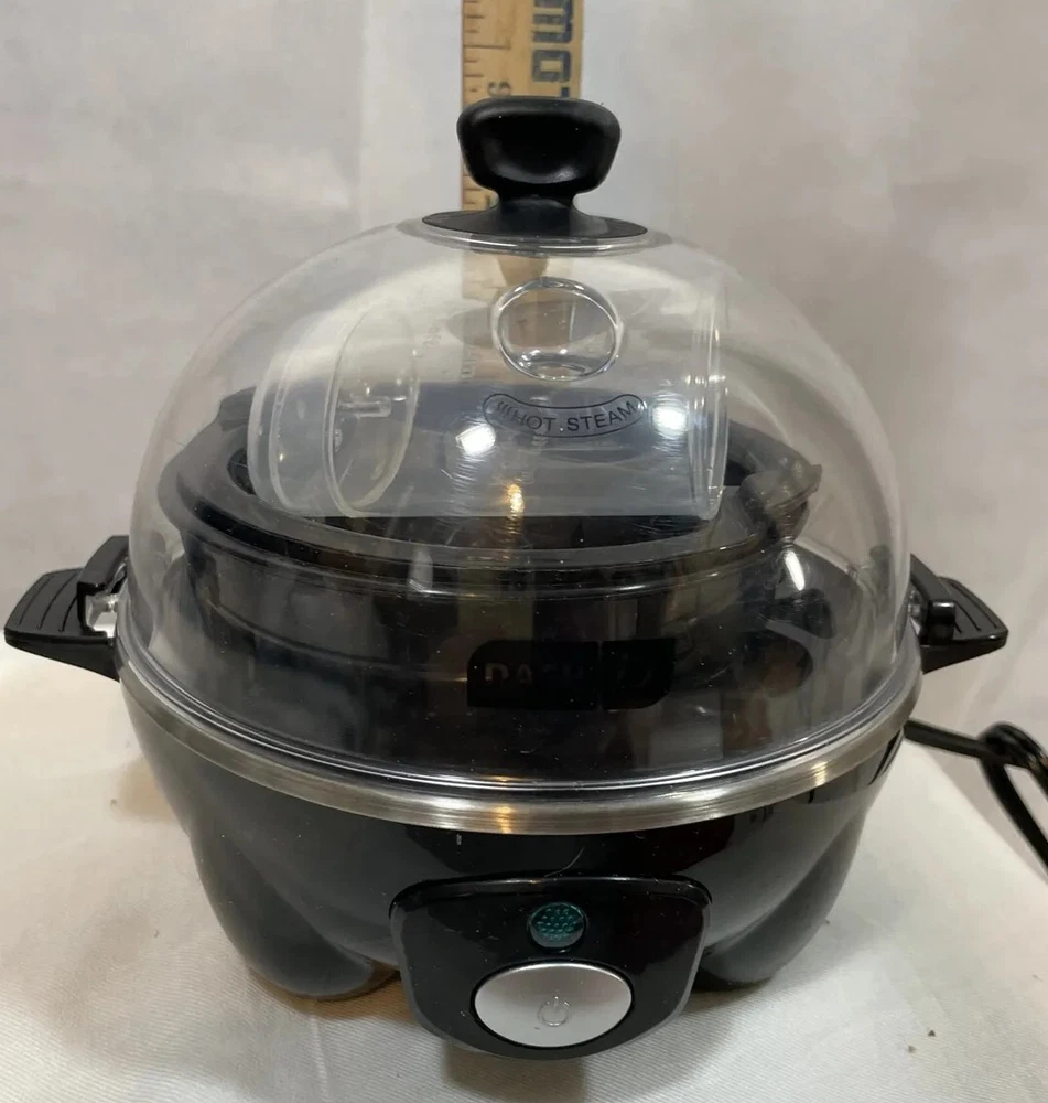 New Dash Rapid Black Egg Cooker with 6-Egg Capacity in Opened Box