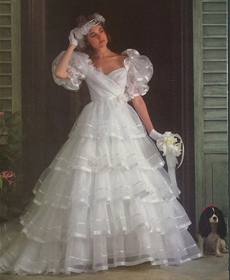 vintage tea length wedding dress Vintage Scallop Neck Lace Tea Length City Wedding Dress