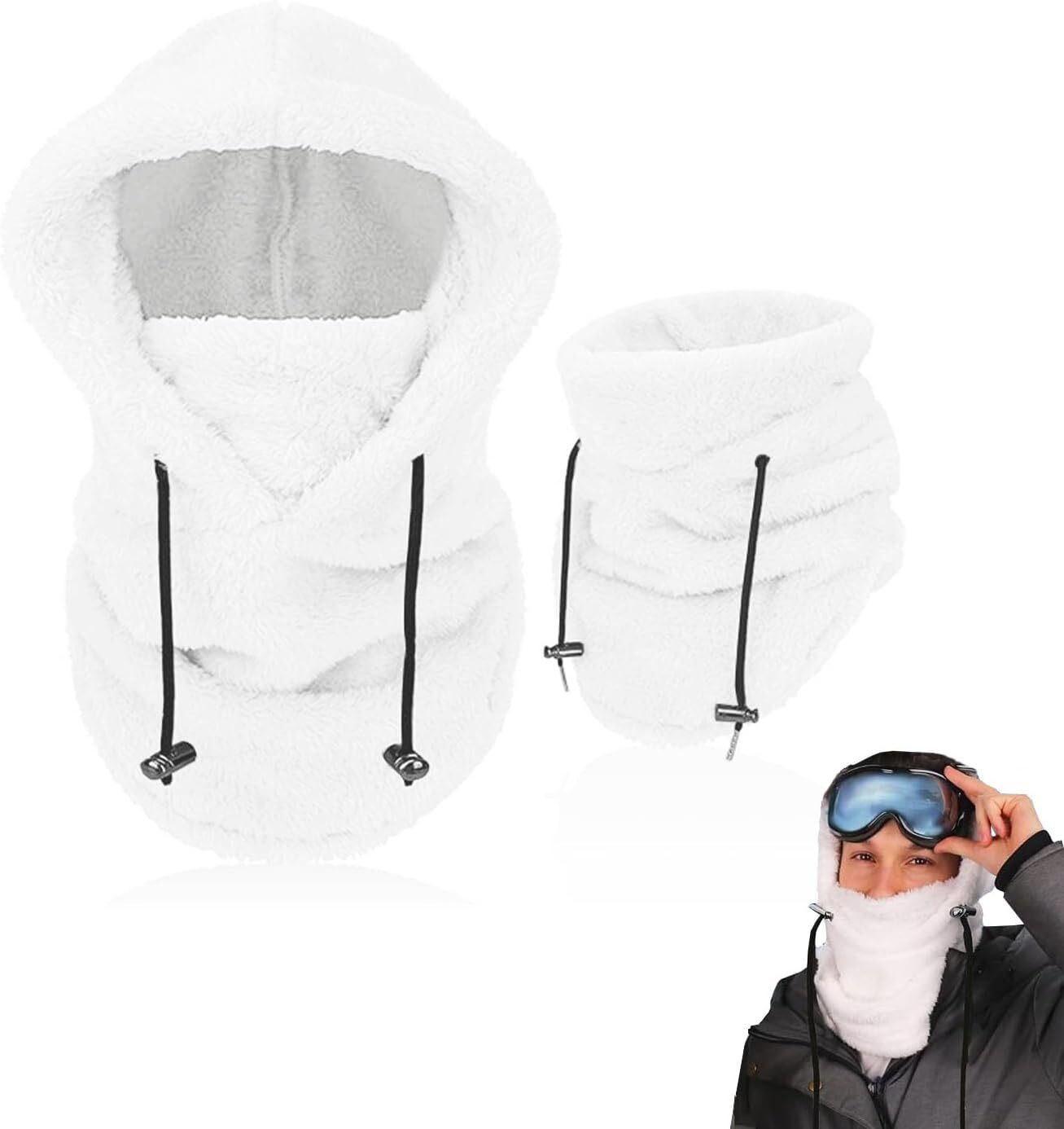 Sherpa Hood Ski Mask, Winter Windproof Coldproof Plush Mask