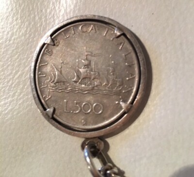 moneta da 500 lire argento caravelle Giampaoli con supporto e