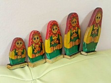 VINTAGE DOLL 30's MATRYOSHKA CCCP USSR SOVIET RUSSIA TOY 5 PIECES RARE HANDMADE