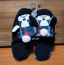 Frenchie BullDog Black Memory Foam Cozy Slippers Sz 9-10