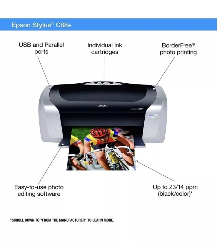 BRAND NEW Epson Stylus Photo C88+ Digital Color Inkjet Printer C11C617121 - Image 3 of 3