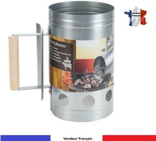Cheminée d'allumage rapide pour briquettes et charbon avec poignée isolante
