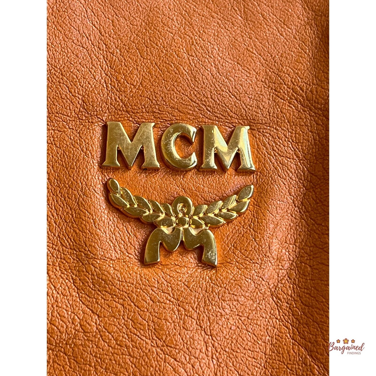 Authentic MCM Saddle/Dark Brown Leather Medium Tote Bag w/ Gold