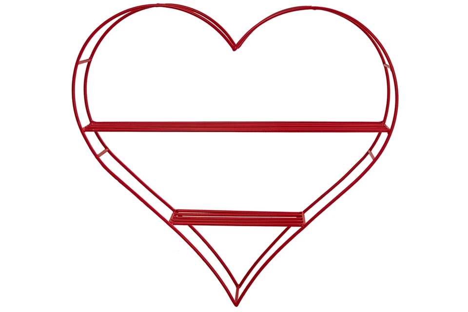 Heart-Shaped Floating Bookshelf – Red Double Tiered Bookcase 24IN X 24IN X 4IN - Image 4 of 4
