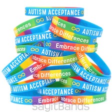 20 of XL Adult Size Infinity Sign Autism Acceptance Silicone Wristband Bracelets
