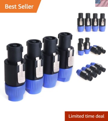 4-Pack NL4FC SpeakON Cables - Secure 4-Pole Audio Connectors for Versatile Use