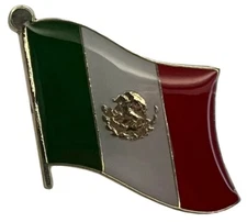 Mexico Mexican Wavy Country Flag Motorcycle Hat Cap lapel Pin