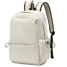 Laptop Backpack for Women and Men, Waterproof Lightweight White Corduroy