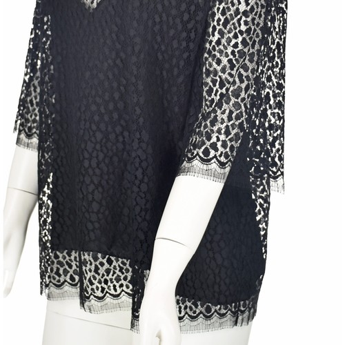 GIVENCHY Black Lace Mock Neck Blouse w Black Silk Camisole FR40 US8-10 NWOT - Picture 5 of 8
