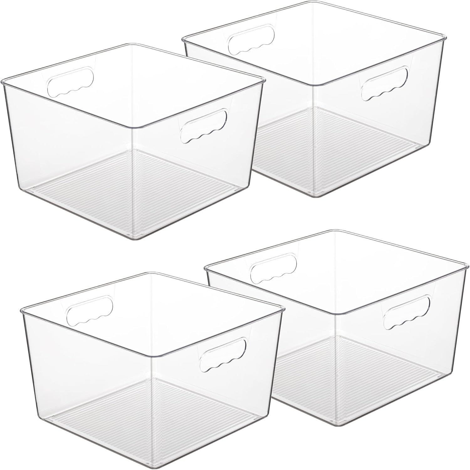 4 Pack Clear Plastic Storage Bins 11X11 Cube Acrylic Organizer Square