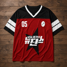 NEWJEANS NJZ Football Jersey Red Shirt Kpop BUNNIES Concert Outfit K69