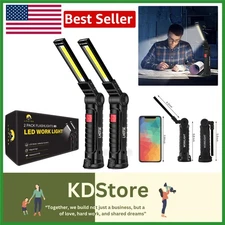 2-Pack Rechargeable LED Work Lights with Magnetic Base & 360° Rotation