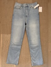 Free People Light Wash Straight Leg Jeans Size 27 NWT Cut Off Hem