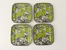 Set of (4) 222 Fifth Adelaide Green 6 1/4" Square Appetizer Dessert Plates
