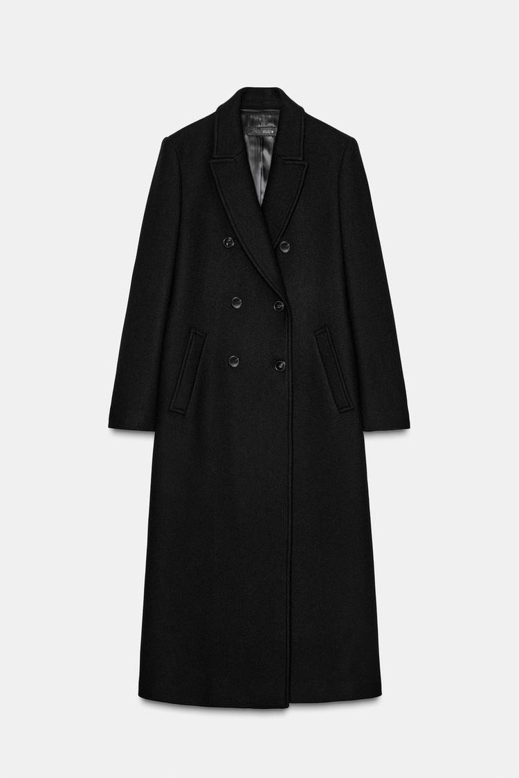 Zara WOMEN LONG DOUBLE-BREASTED COAT Black | 8469/107 US BUYERS- NO IMPORT FEES