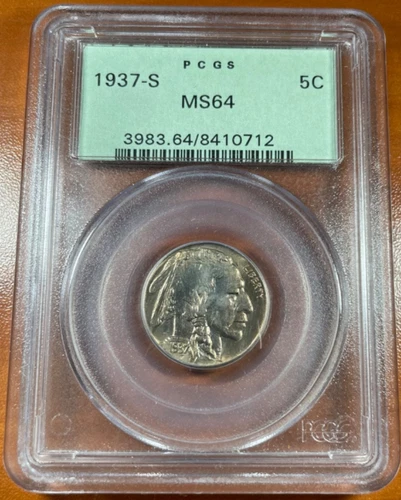 1937-S Buffalo Nickel PCGS MS64 • Old Green Holder